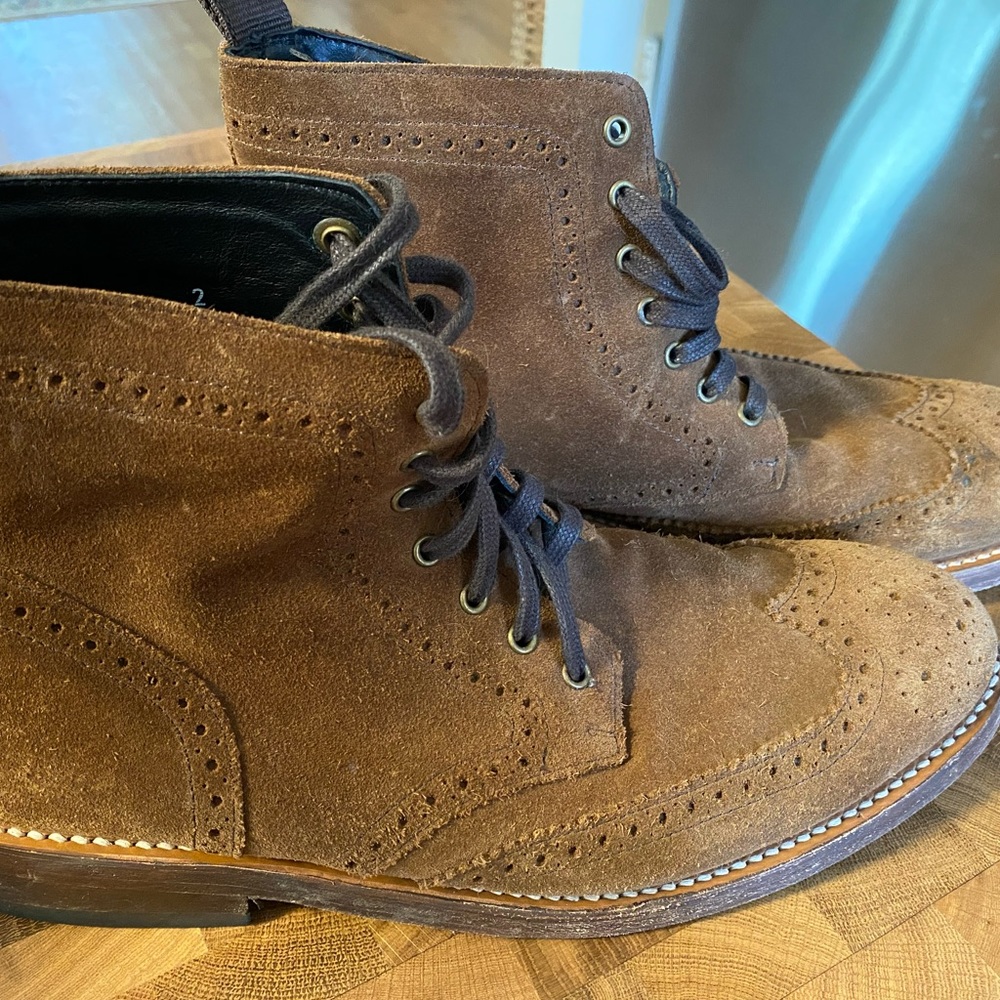 Thursday Boot Company Suede Lace Up Wing Tip Boot